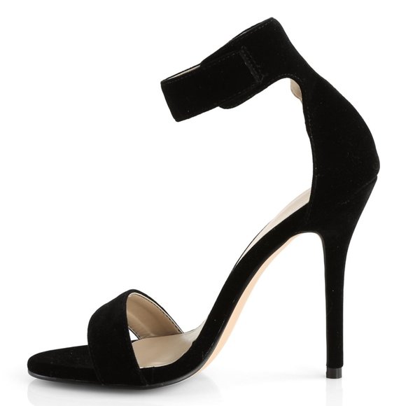 Velvet Open Toe Drag High Heel Shoes - Picture 3 of 5